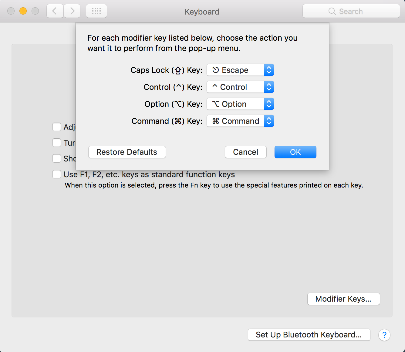 OSX Keyboard Modifiers